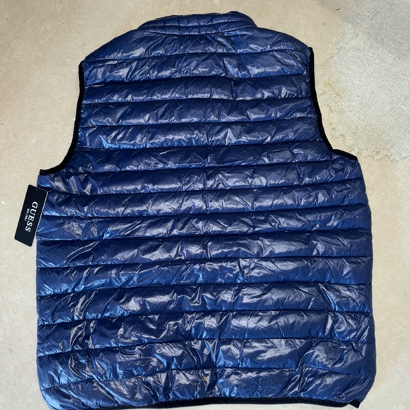 Mens Guess Bomber Vest Blue - Picture 2 of 2
